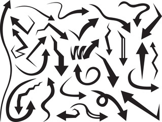 Set of arrows illustrated on white