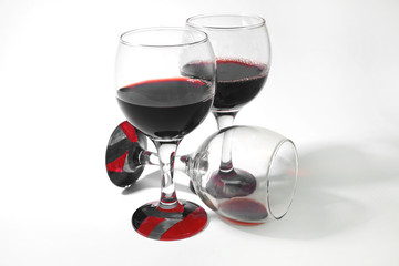 glasses with red wine