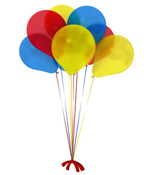 Bright ballons over white. 3d computer generated image