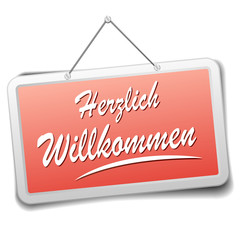 Schild Herzlich Willkommen