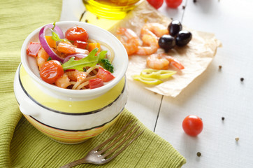 Seafood spaghetti pasta pot