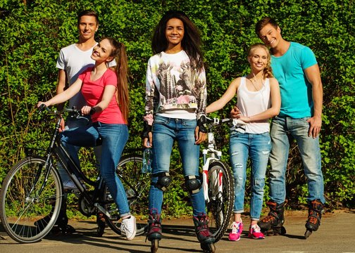 Multi Ethnic Group Of Sporty Teenage Friends In A Park