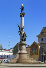 Obraz premium Cityscape of Lviv on 9 May 2014.