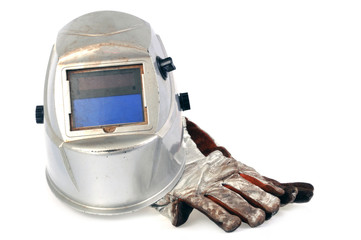 Masque et gants de soudeur