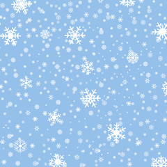 falling snow on the blue background - vector image