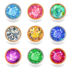 Round shape top view bezel colored gems © Anna Rassadnikova