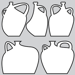 decorative vases icons isolated on gray background