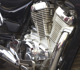 Shiny motorcycle engine