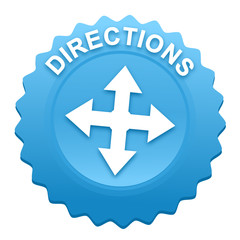 directions sur bouton web denté bleu