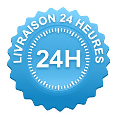livraison 24 heures sur bouton web denté bleu