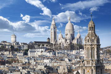 Basilique du sacré-coeur Mont-martre Paris - obrazy, fototapety, plakaty