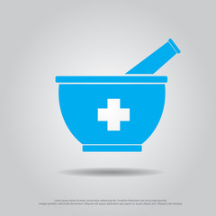 cross in drug mortar vector icon