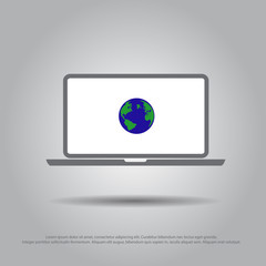 world in laptop vector icon