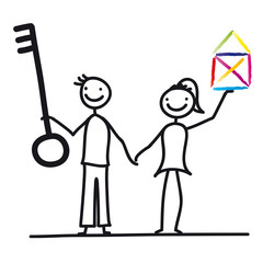 Hauskauf - Wohnung mieten, Hausbesitzer werden und Vorsorge treffen, sesshaft werden, Vektor, isoliert