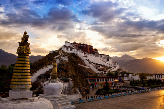 Potala palace at sunrise in Lhasa, Tibet