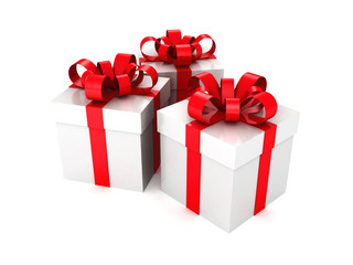 gift boxes with a ribbon on white background
