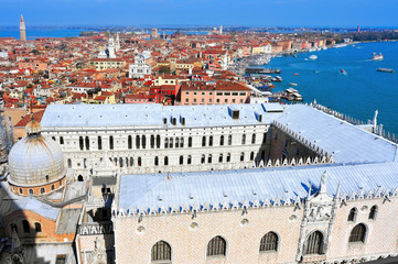 Fototapeta na wymiar aerial view of San Marco and Castelo districts in Venice, Italy