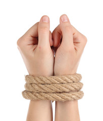 Tied hands, isolated  white