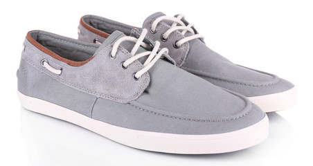 Gray men shoes isolated on white