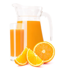 Orange fruit juice in glass jug