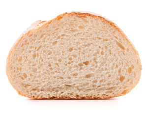 Hunk or slice of fresh white bread isolated on white background