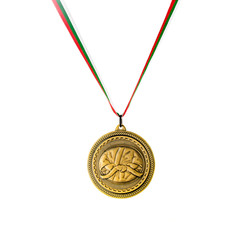 Gold Martial Arts medal isolated on white