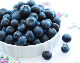 Ripe blueberries in a bowl.