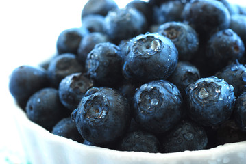 Ripe blueberries in a bowl.