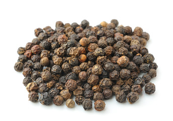 Black peppercorn isolated on white background