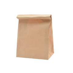 Brown paper bag isolated on white