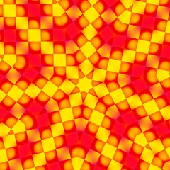 Red Yellow Kaleidoscope Pattern - Bright Virtual Radiating Tiles