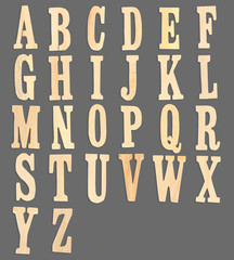 complete English alphabet - collage of 26 isolated vintage wood