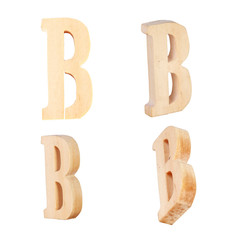English alphabet  B - collage of 4 isolated vintage wood