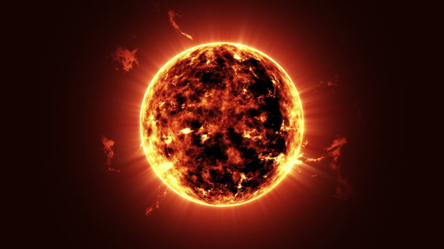 Seamless Looping Animation of a Big Sun Star in Space