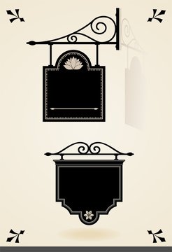 Black vintage signboards