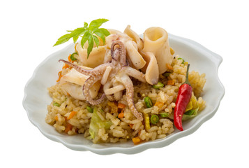Fried rice with calamari