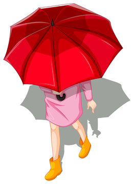 A topview of a woman using umbrella