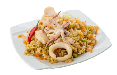 Fried rice with calamari
