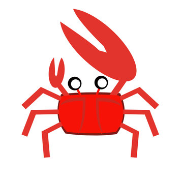 Smiling red sea crab with claws. Vector illustration