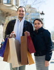 Smiling couple  at european street