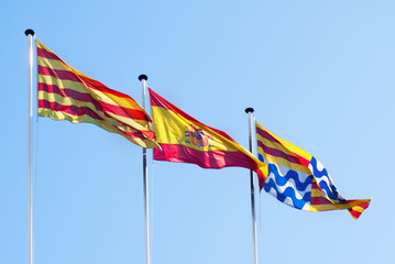 Obraz premium Catalonia, Spain and Badalona flags