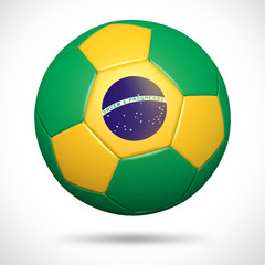 Fototapeta premium 3D soccer ball with Brazil flag element and original colors