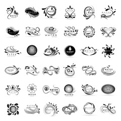 Water And Drop Icons Set - Isolated On White Background