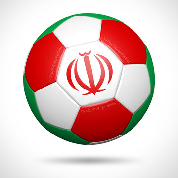 3D soccer ball with Iran flag element and original colors