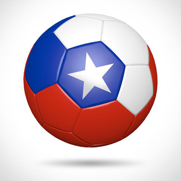 3D soccer ball with Chile flag element and original colors