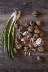 Green onion and potatoes