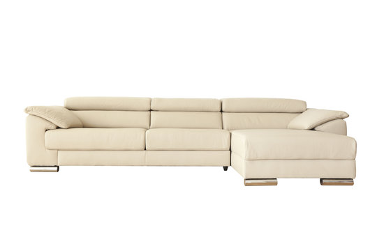 White leather sofa isolated on white background