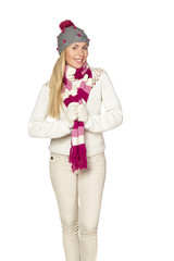 christmas, winter, beautiful woman in winter hat