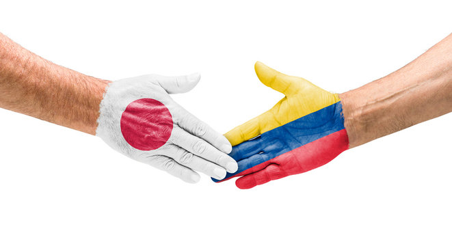  Handshake Japan und Kolumbien