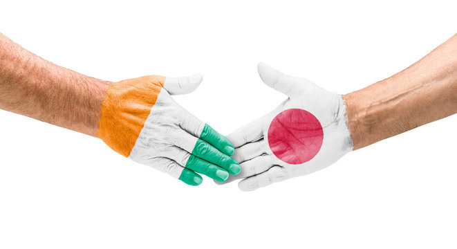 Handshake Elfenbeinküste und Japan